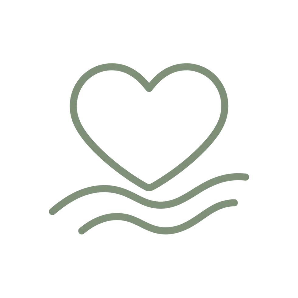 Heart above waves about Autumn logo