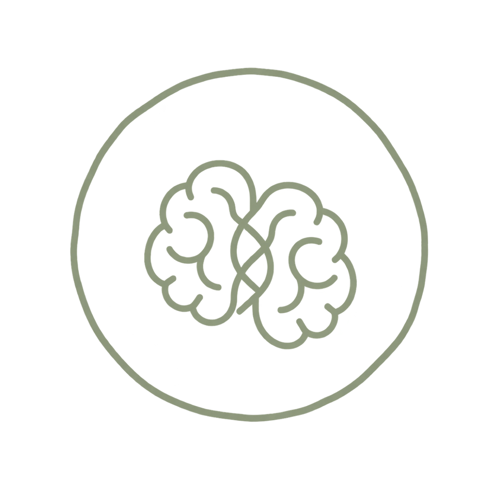 Icon of interconnected brain outlines in a circle