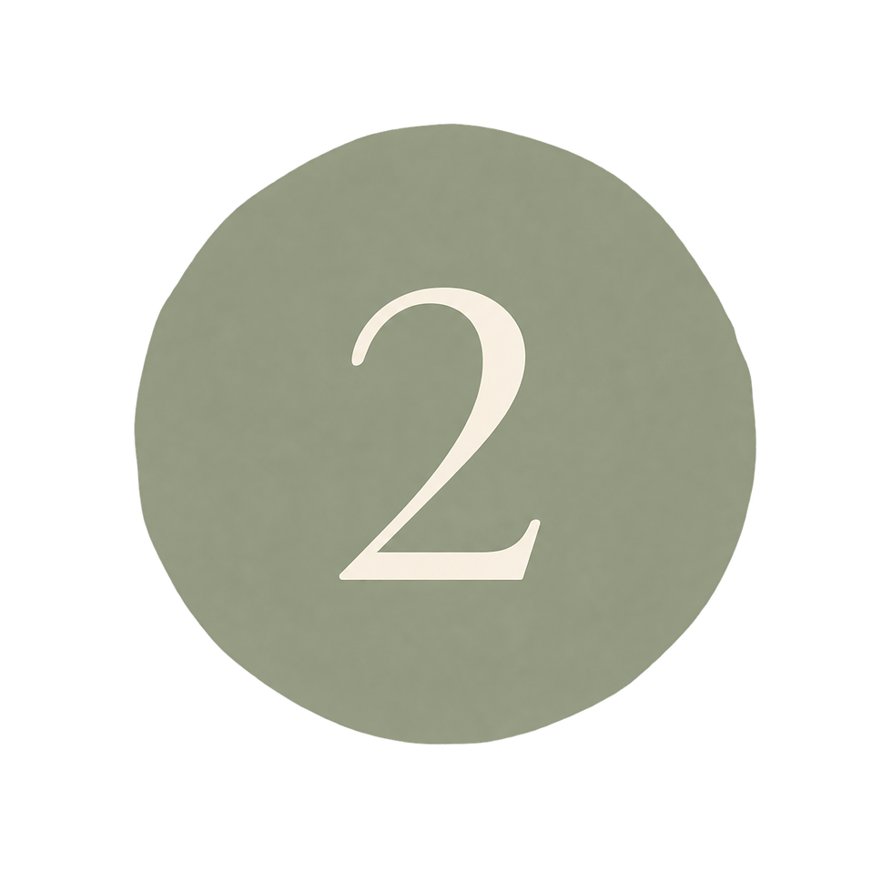 Number 2 in a sage green circle