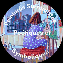 Tableau de primitivisme surréaliste, poétique et symbolique à l'huile - Valérie Lacalmonti