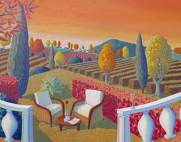 Peinture La lettre ce jour d’automne, paysage automnal poétique à l’huile