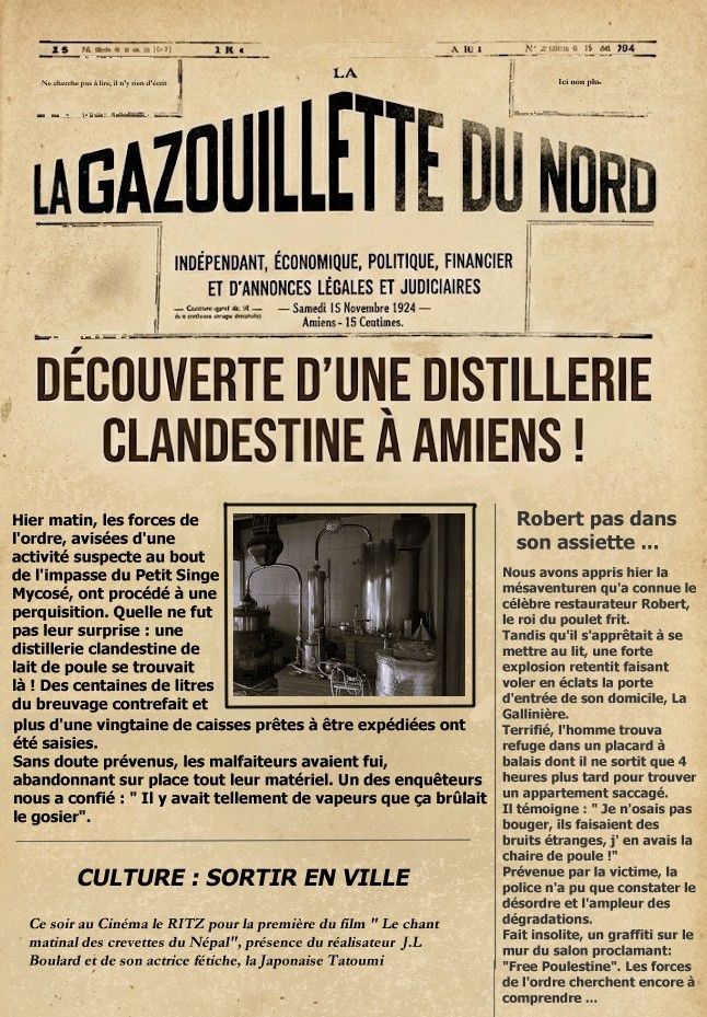 Thumbnail: faux article  de presse humoristique années 20 - Background du tableau Cocotta Nostra