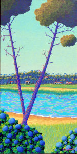 Les hortensias du lac — Paysage revisité du lac d'Hossegor. Valérie Lacalmontie