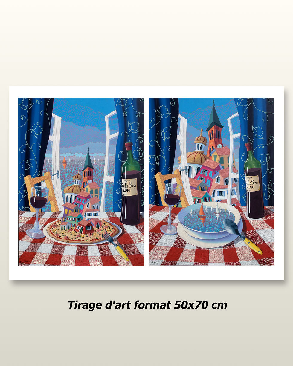 Thumbnail: Tirage d'art vue sur le menu imprimé sur papier fine art, format 50x70 cm.