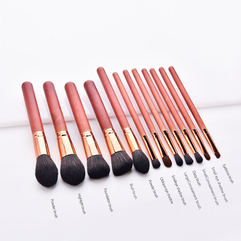 Miniatura: 12-Piece Makeup Brush Set with Powder Brush and Wood Brushes