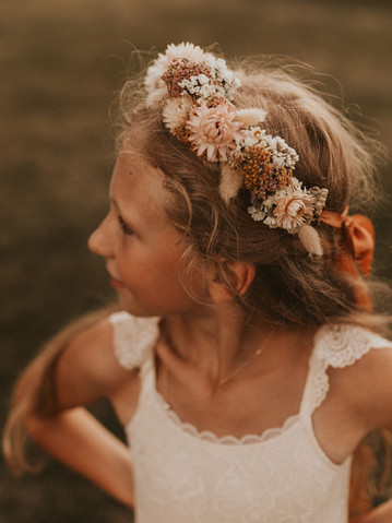 Flower girl crown using dried flowers from our flower farm in La Crosse area