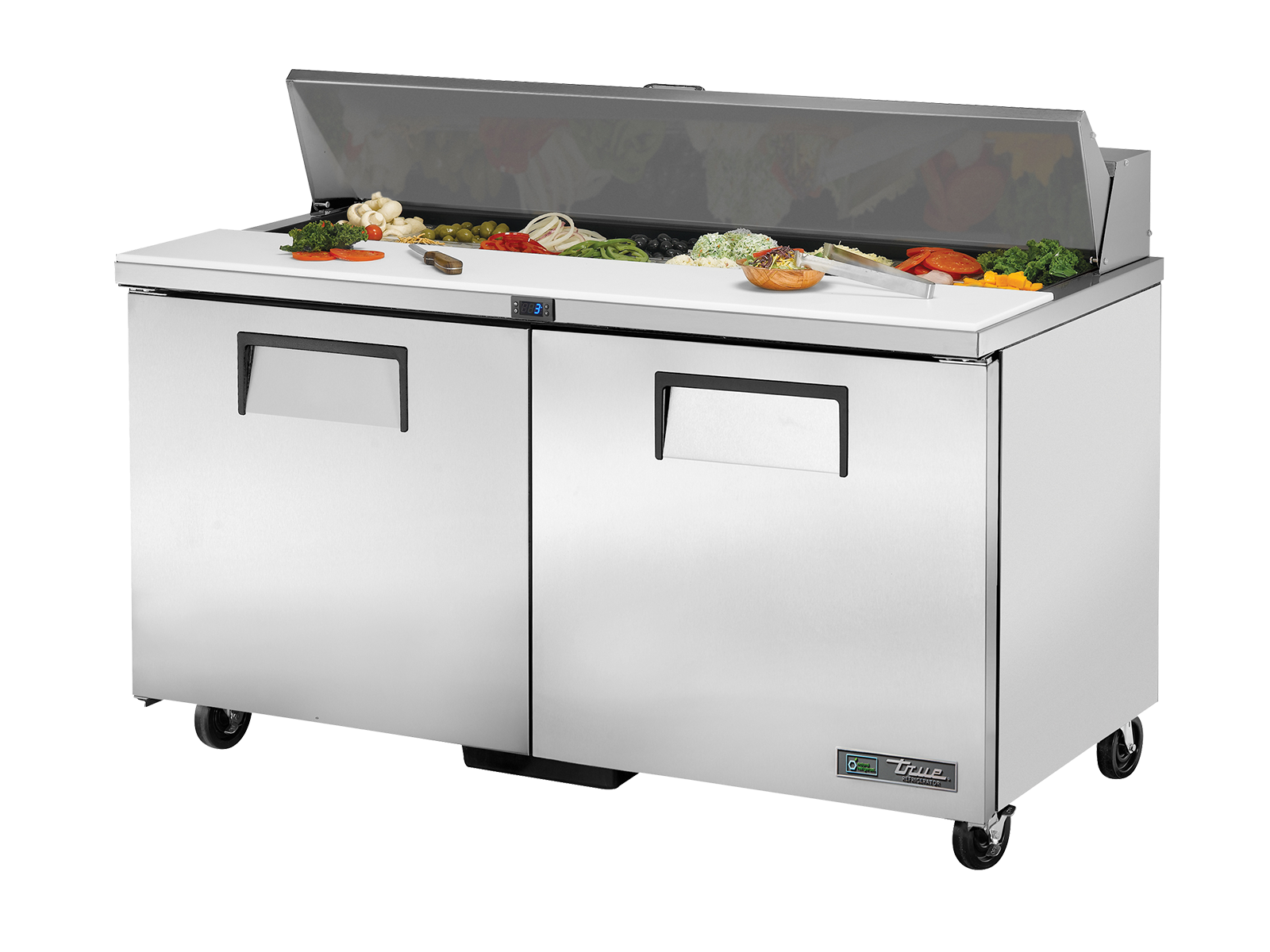 True Refrigeration -Prep Table, 16x 1/6 Top Pans, 2 Swing Doors TSSU-60-16-HC