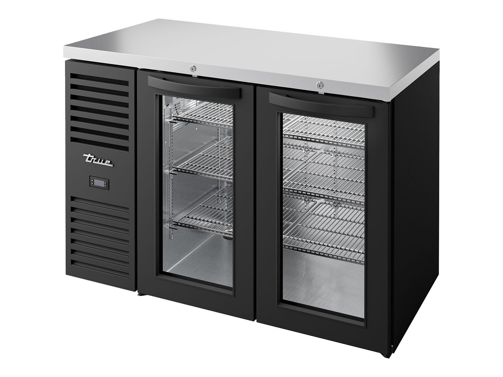 True Refrigeration - Bar Refrigerator, Black Ext TBR48-RISZ1-L-B-GG-2
