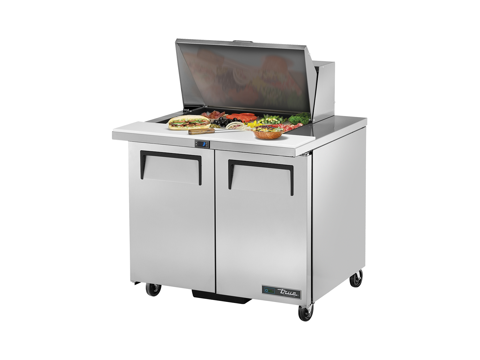 True Refrigeration -Prep Table, 12x 1/6 Top Pans, 2 Doors - TSSU-36-12M-B-HC