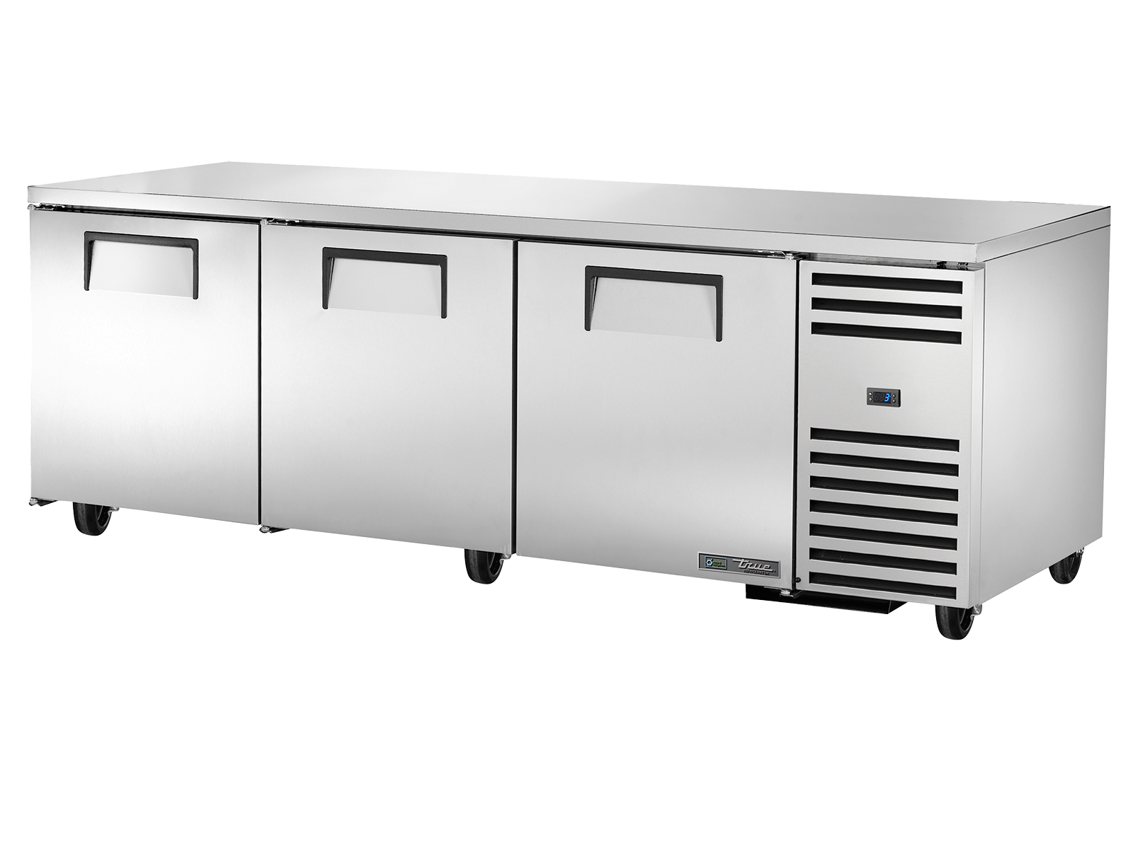 True Refrigeration - Deep Undercounter Ref -3 Solid Swing Doors - TUC-93-HC