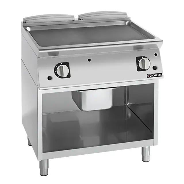 Giorik 900 Series 800mm wide Smooth Mild Steel Gas Frytop Open Base FLG941GFT