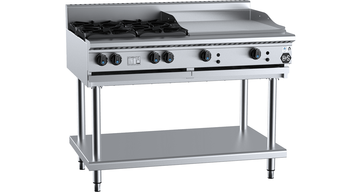 B+S Black Combination Four Open Burners 600mm Grill Plate BT-SB4-GRP6