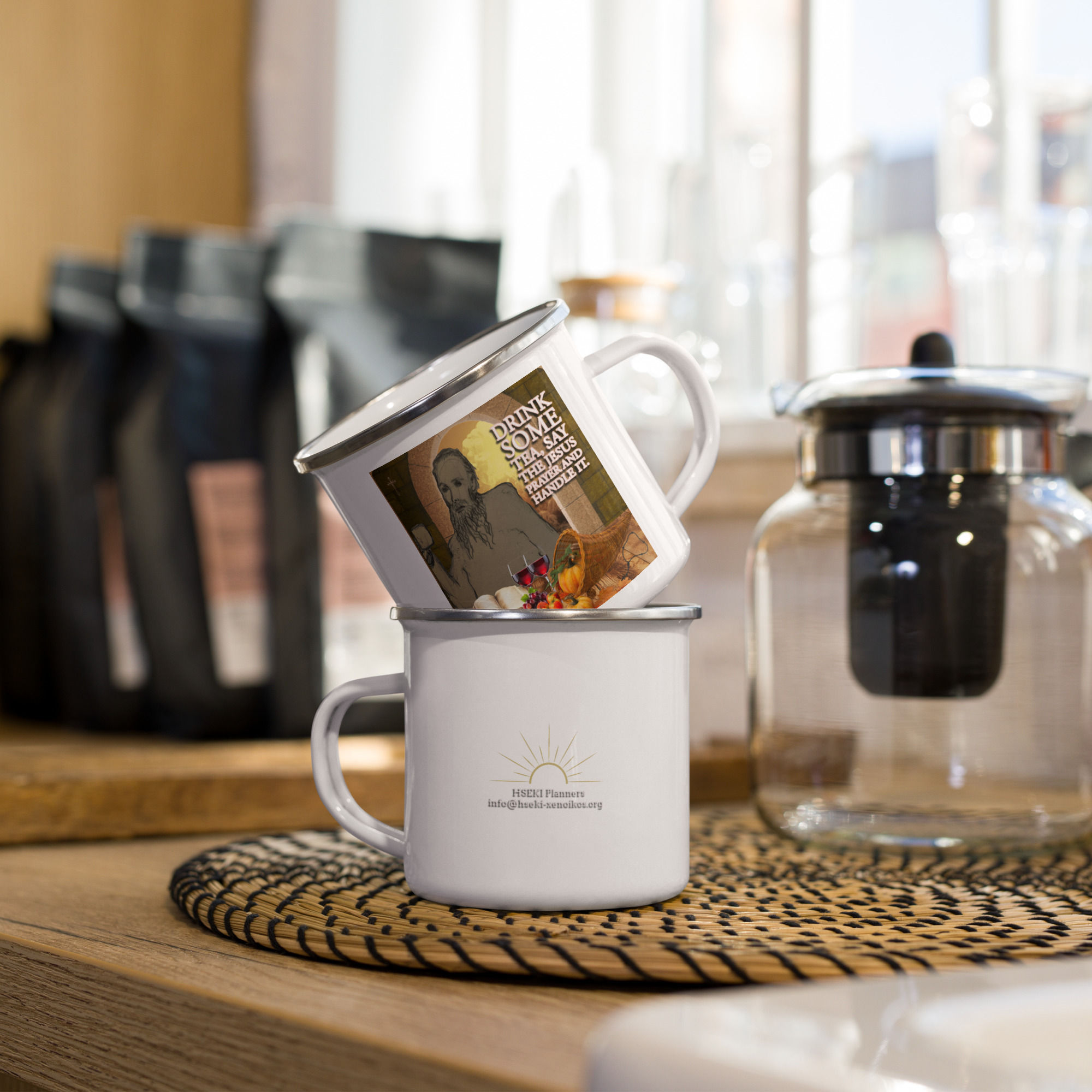 Stay Calm Monk Enamel Mug