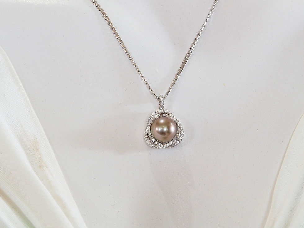 Thumbnail: 18K White Gold 9.2mm Tahiti Pearl & Diamond Pendant