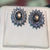 Thumbnail: Sterling Silver 4.24ct Black Star Sapphire & CZ Halo Stud Earrings