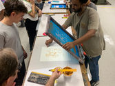 students making silkscreen