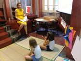 Teacher and students reading the poem.