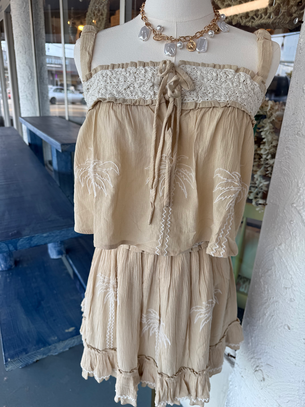 Thumbnail: Palm Tree Top Embroidered Tank (skirt sold seperate)