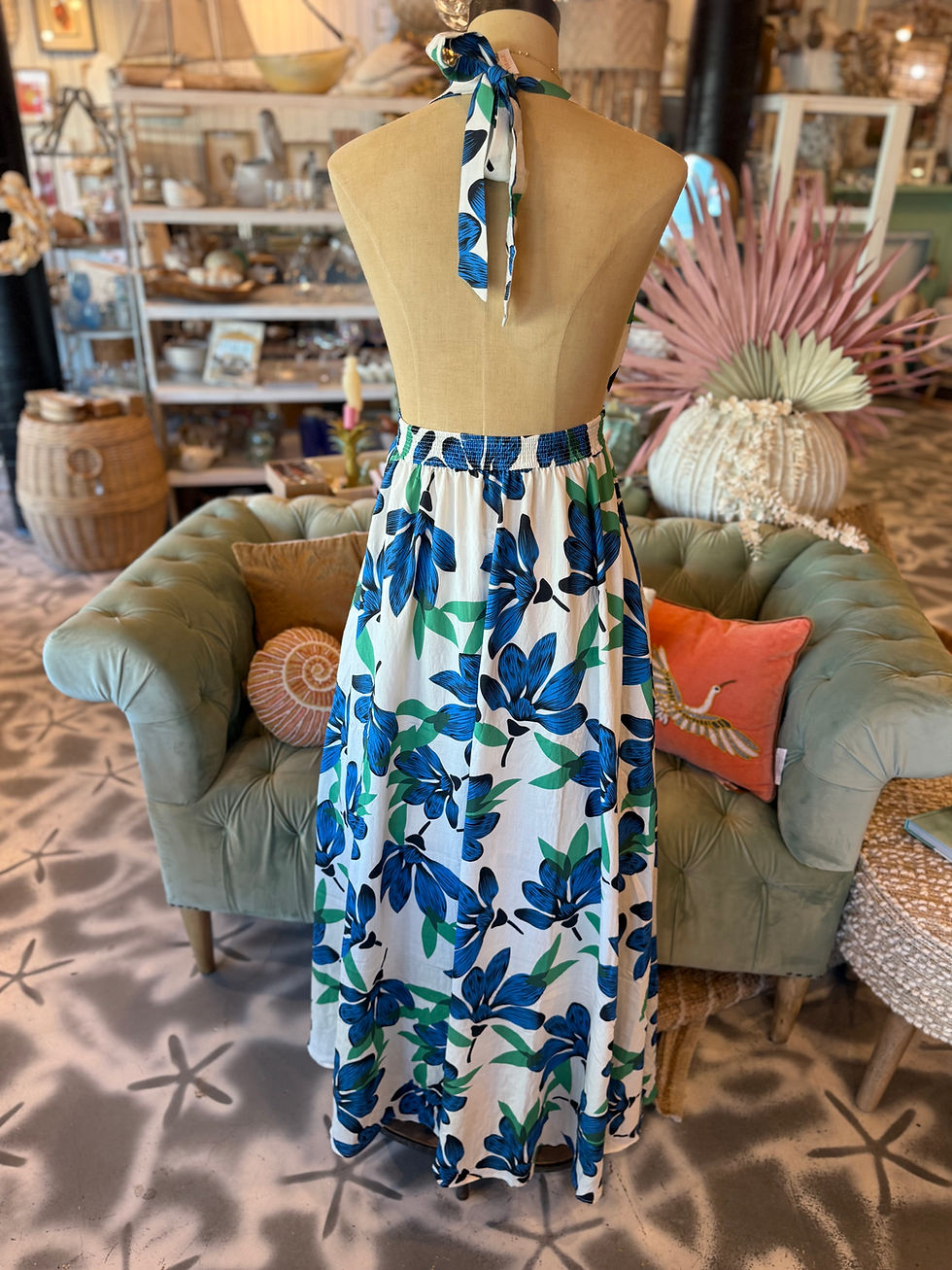 Thumbnail: Blue Floral Halter Dress