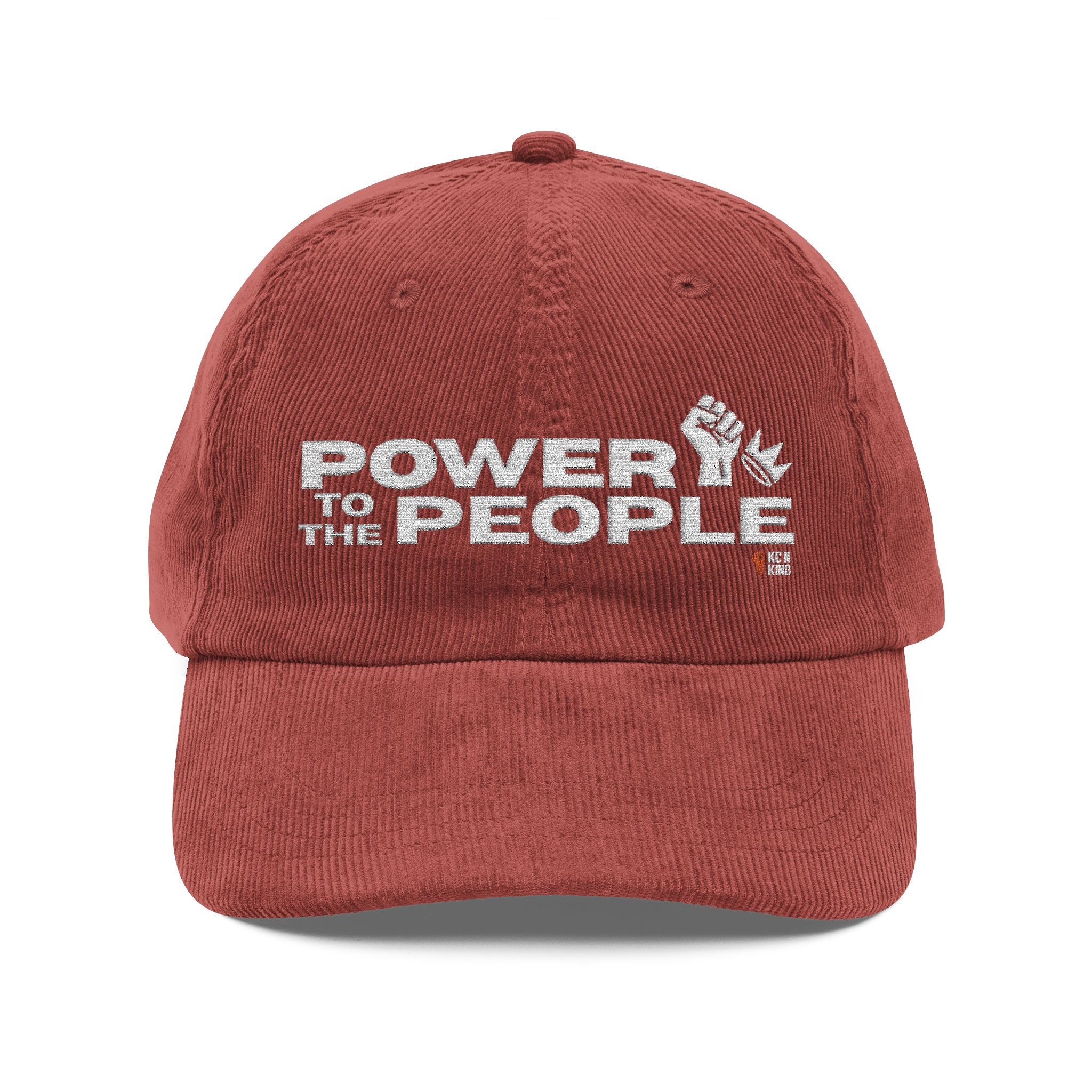 Embroidered "Power to the People" Vintage Corduroy Cap