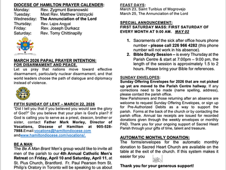 Sunday Bulletin: 5th Sunday of Lent