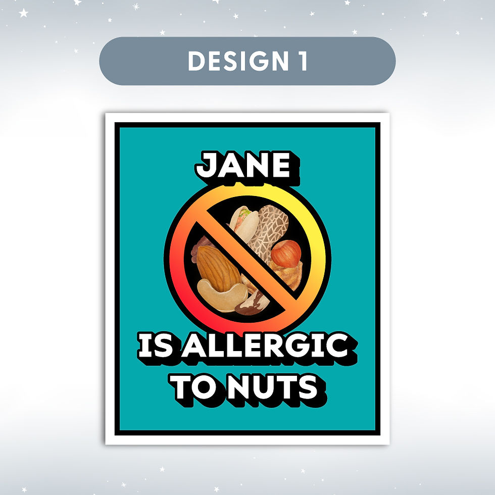 Thumbnail: Nut Allergy Warning Name Sticker, showing design 1