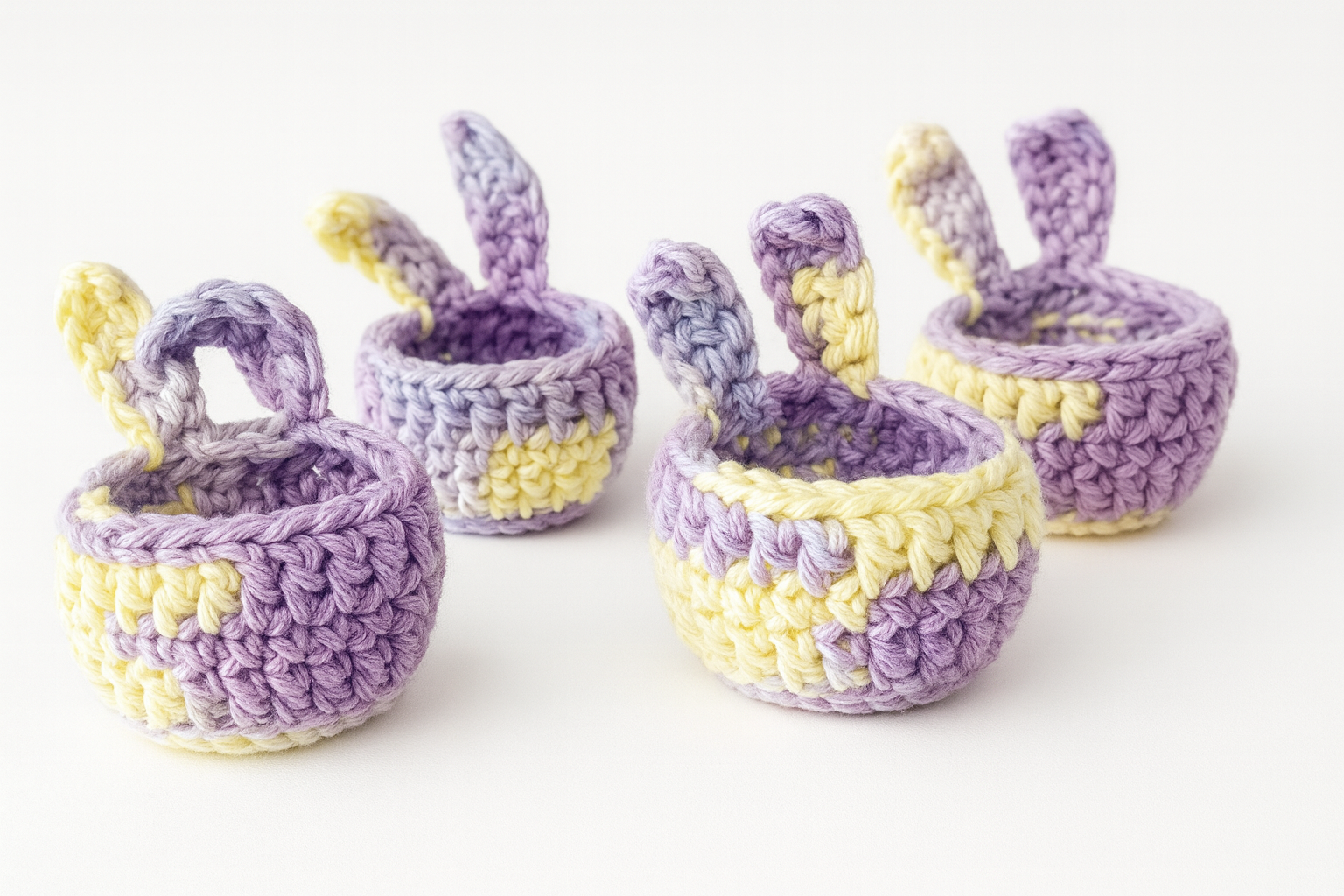 Mini Crochet Bunny Baskets set of 4