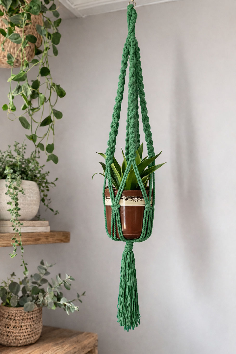 Thumbnail: Macrame Plant Hanger Handmade Cotton Rope Hanging Planter Boho Indoor Plant Hold