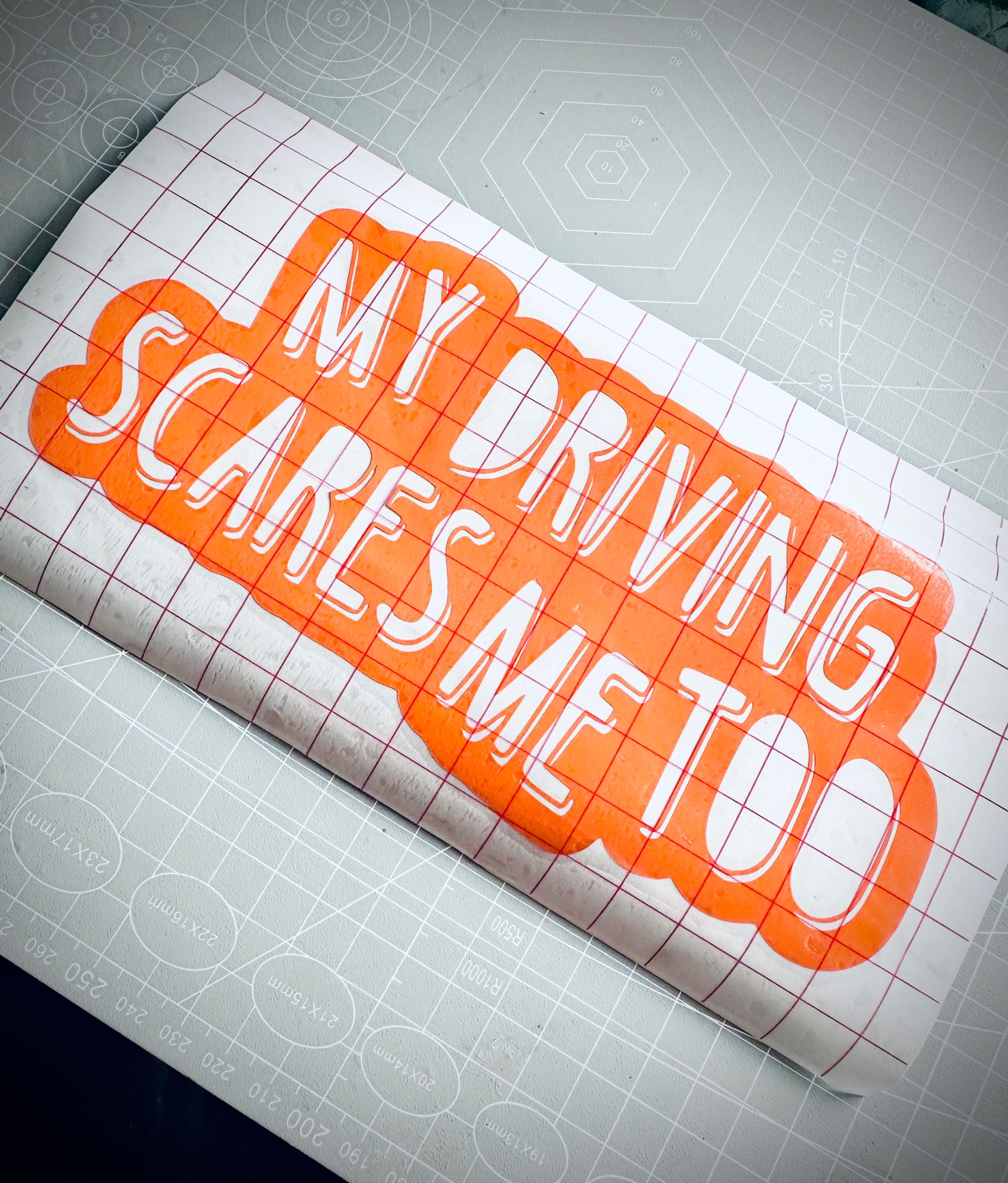 Car decal „My driving scares me too”