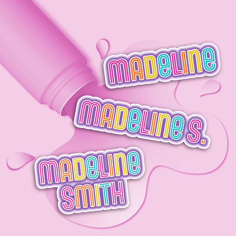 Colorful neon theme name label stickers