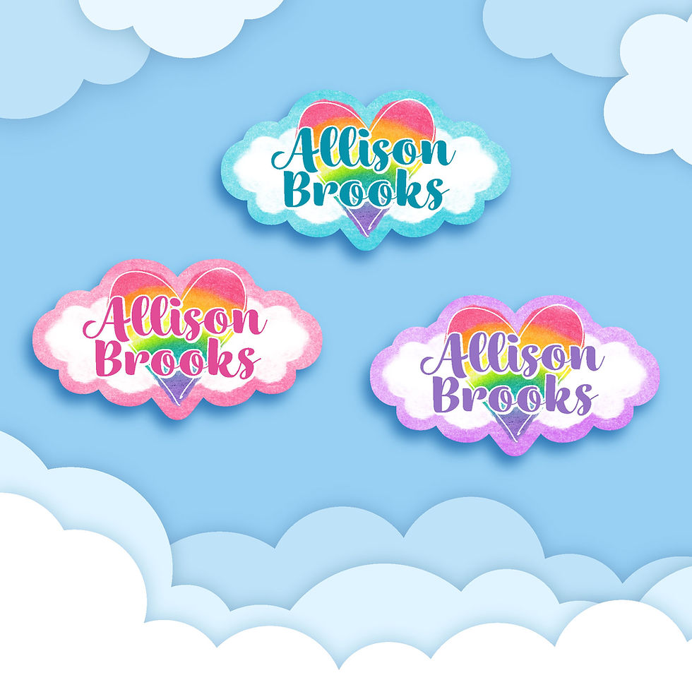 Heart and cloud themed name label stickers