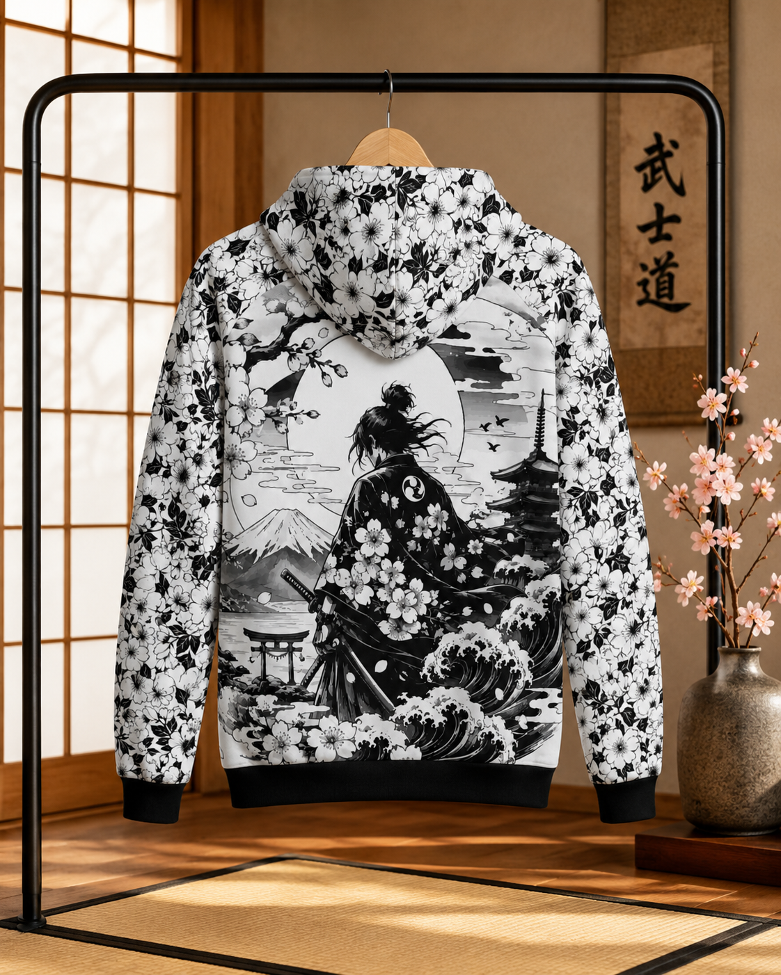 Samurai Sakura Zip Hoodie