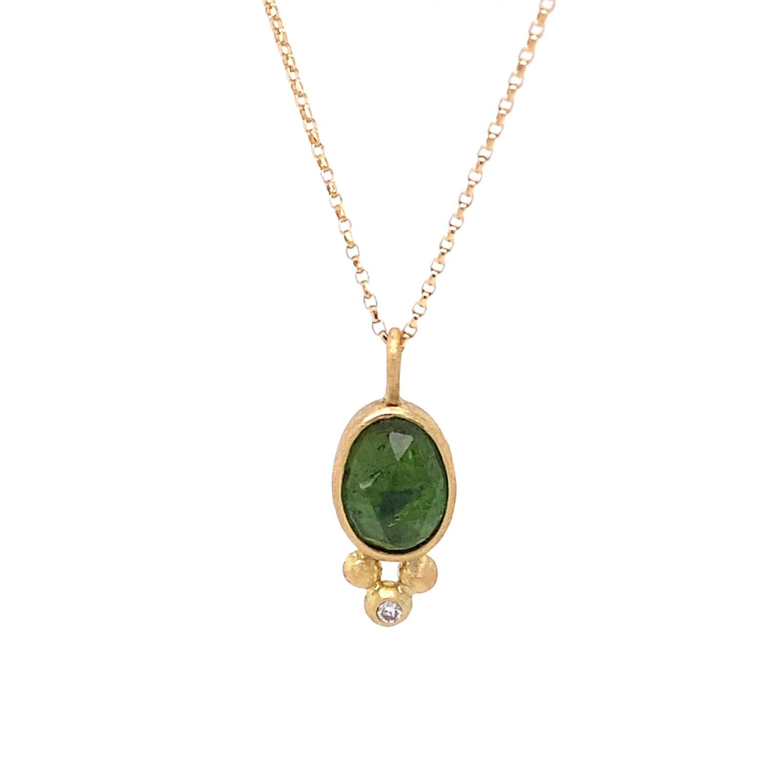 Heirloom Green Tourmaline Gold Pendant