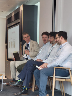 Paul Cornwell modulating the expert panel on Formulation, Processing & Design, with L-R: Dr Will Sha