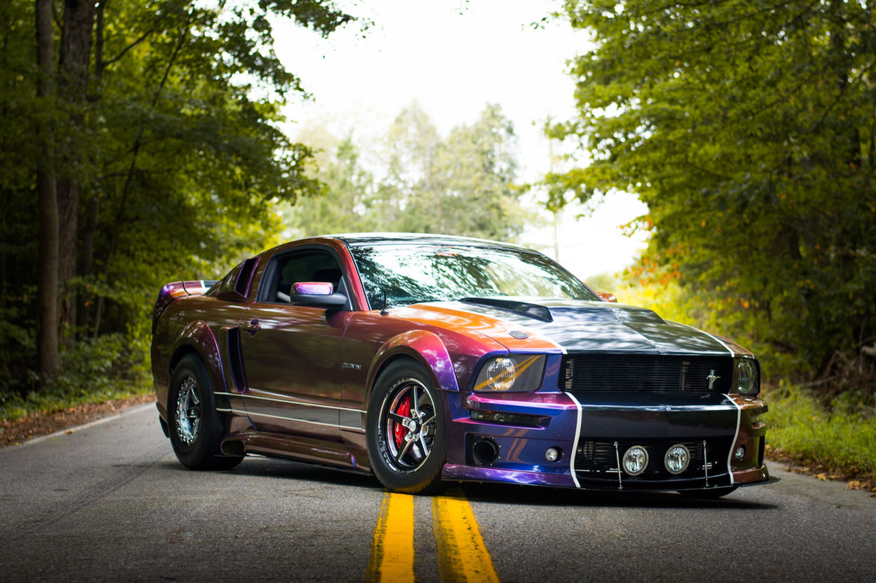 Turbo Mustang wrapped in Avery Gloss Roaring Thunder