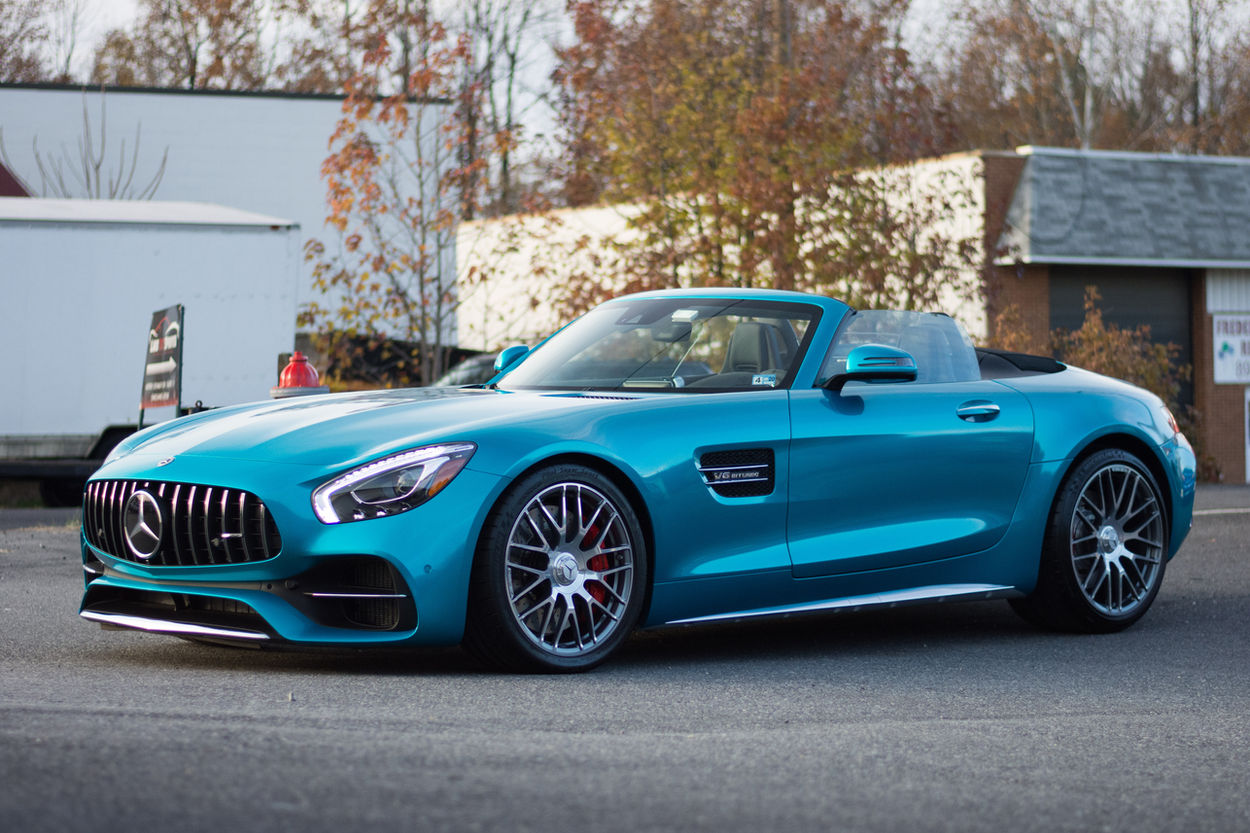 Mercedes AMG GT-C wrapped in 3M Gloss Atomic Teal