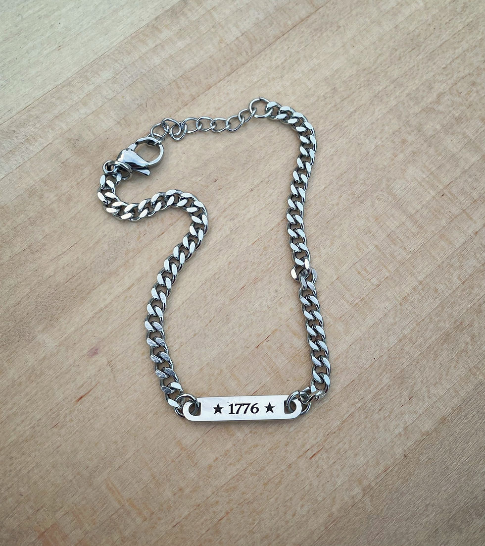 1776 stainless steel bracelet, patriotic bracelet, patriotic gift,