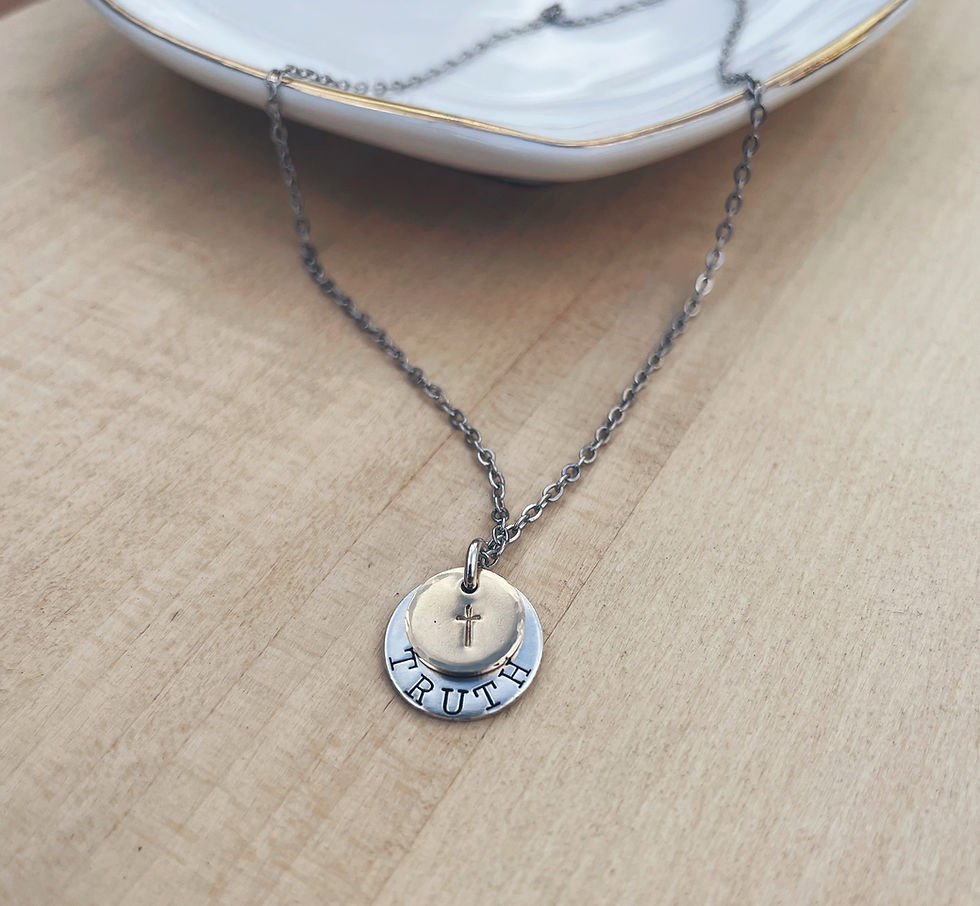 Truth necklace, mixed metal silver and gold necklace, Christian jewelry gift for women, everyday Christian necklace