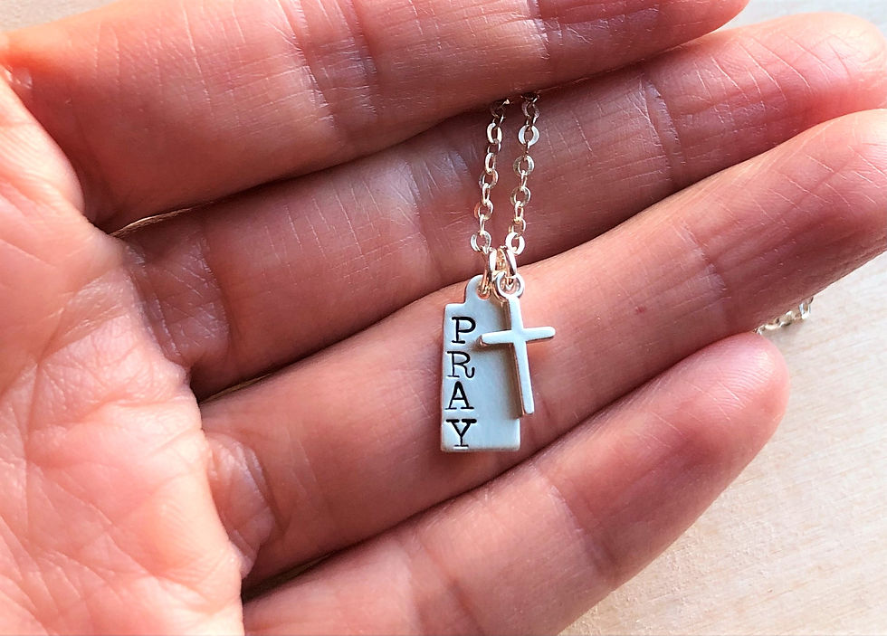 Thumbnail: Pray necklace, dainty Christian jewelry, dainty cross necklace, Christian jewelry gift  for her, silver Christian pendant