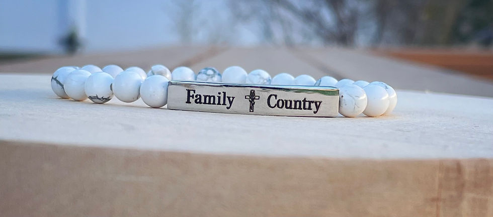 Patriotic gemstone bracelet, faith bracelet, God family country jewelry for women