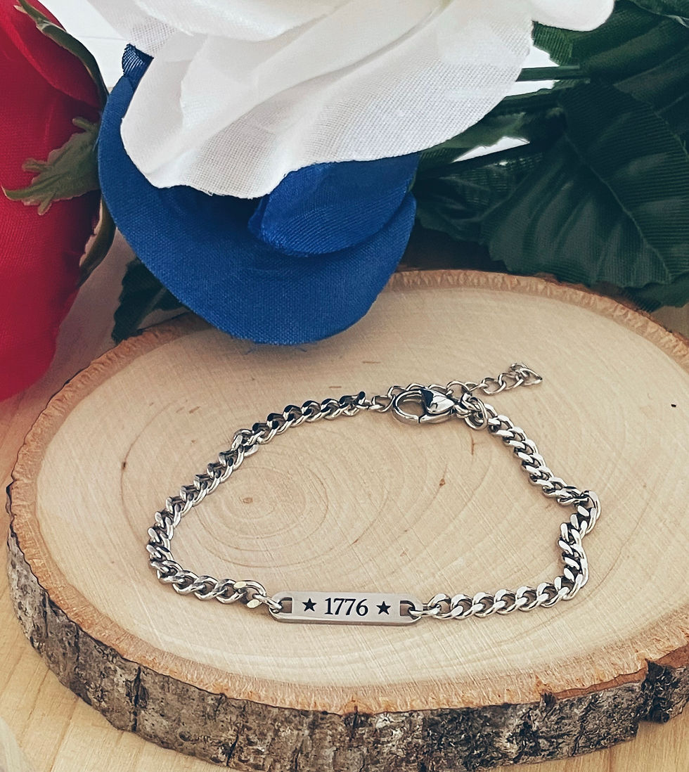 Thumbnail: 1776 stainless steel bracelet, patriotic bracelet, patriotic gift