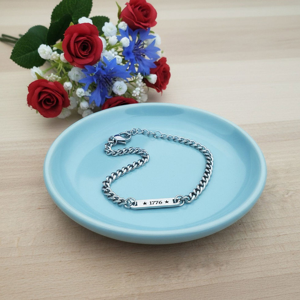 1776 stainless steel bracelet, patriotic bracelet, patriotic gift,