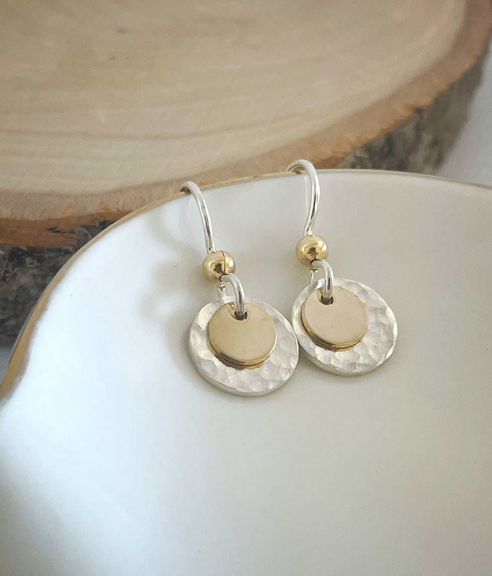 Dainty mixed metal everyday earrings, silver and gold earrings,