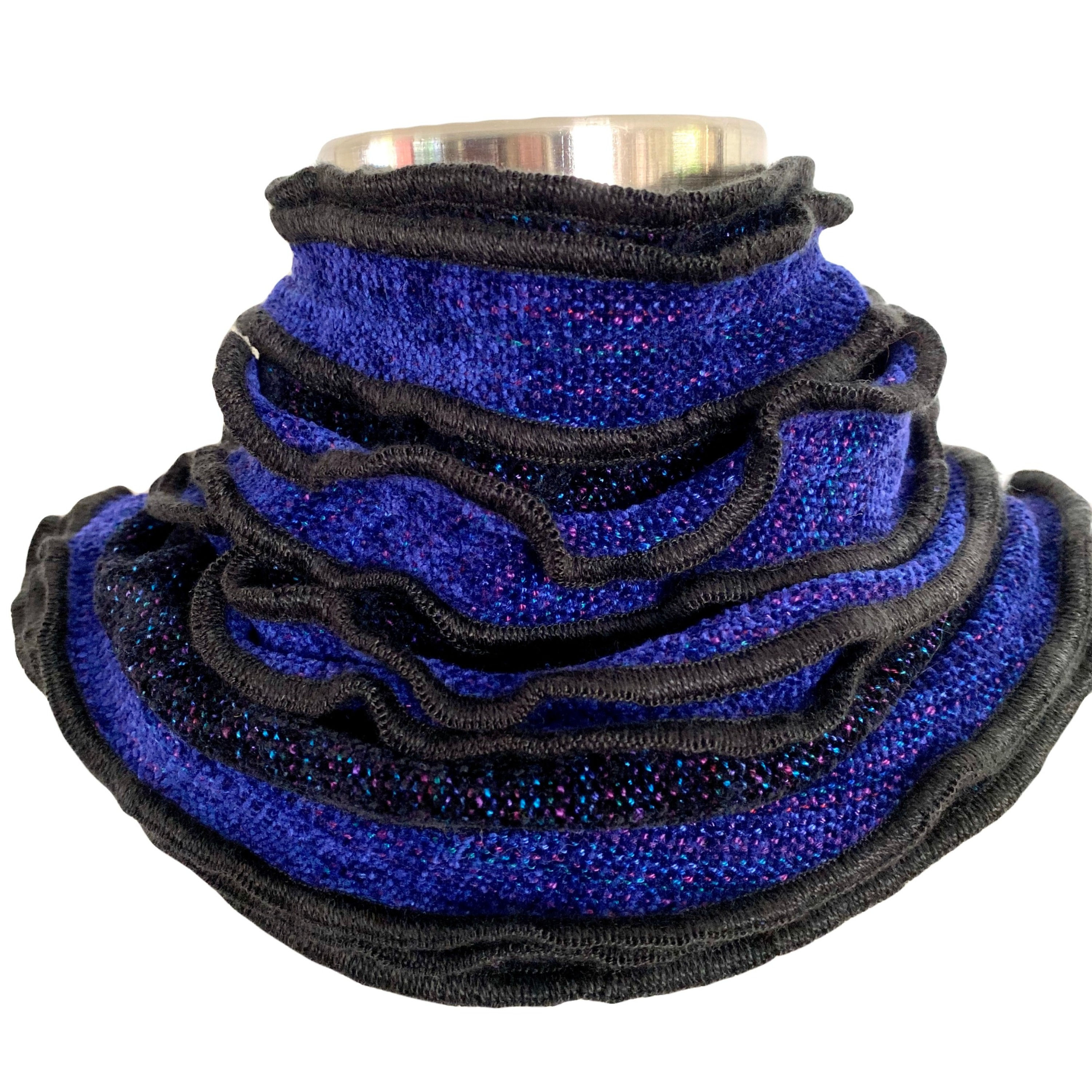 Black and Cobalt Blue Ruffled Edge Collar