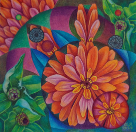 Gwen Rose
Zinnia, colored pencil, 12" x 12"