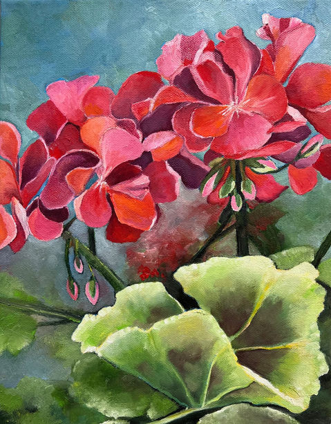 oil painting of red flowers 