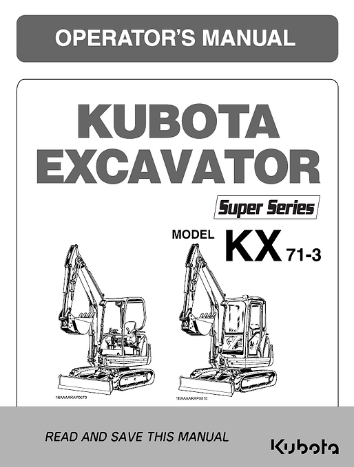 Kubota KX713S Kubota Operator's Manual Garton Tractor