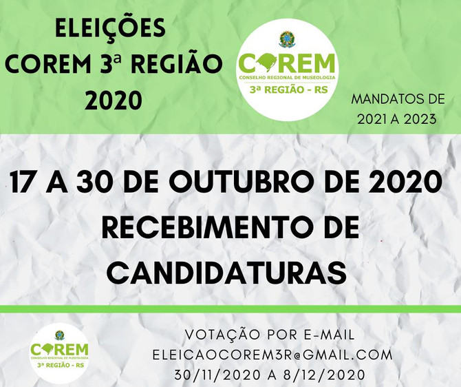 ELEIÇÃO 2020 - RECEBIMENTO DE CANDIDATURAS