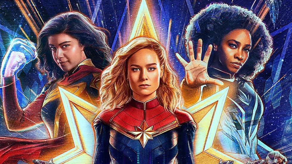 Illustration of Ms Marvel, Captain Marvel and Monica Rambeau