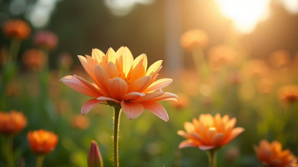 Close-up view of a blooming flower in a sunlit garden